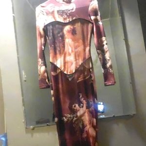 Silk Bodycon dress size small brown/ marron/ Cream Color